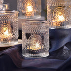 DARJEN Clear Votive Candle Holders Set of 36- Glass Candle Holders Bulk for Tea Light Candle, Embossed Candle Votives for Wedding Centerpiece, Living Room & Home Table Decor