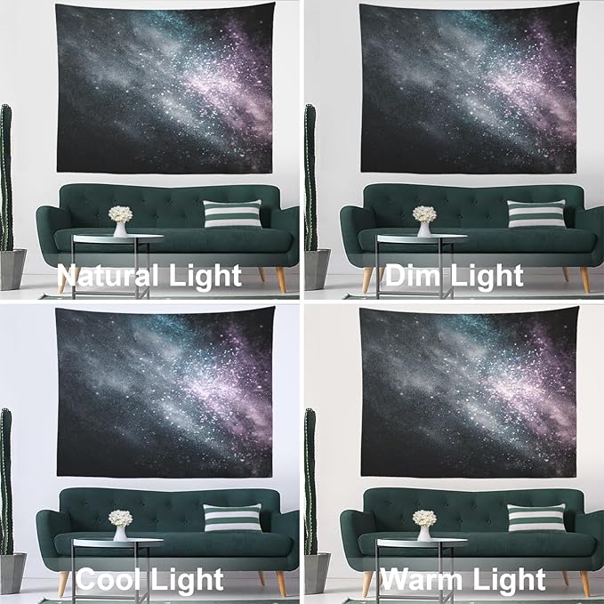 Batmerry Cosmic Dust Starry Expanse Tapestry, Nebula Like Dark Cosmos Wall Art Hanging Decoration Polyester Fiber White Ruffled Around for Dorm Room Bedroom Living Room, 39.1x59.1 inches