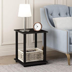 Furinno SIMPLISTIC Side Table Set of 2, 2-Tier End Table, Nightstand, Night Stand, Bedside Table, Easy Assembly, for Living Room, Bedroom, Dark Walnut