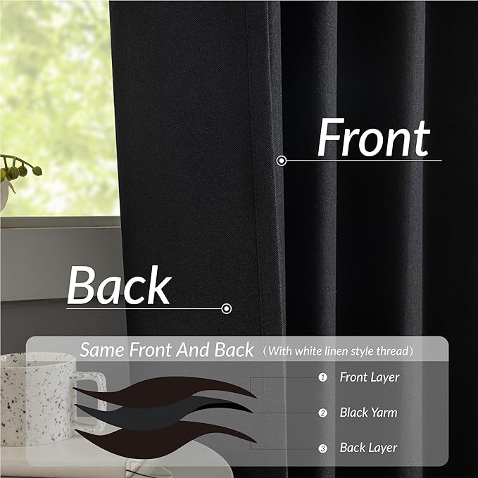 KangBang Black Pinch Pleated Curtains Blackout 84 Inch Length 2 Panels Set, Thermal Insulated Pleated Drapes with Hooks for Bedroom Living Room, Elegant Modern Window Panels, Black, 40Wx84L