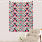 Batmerry Modern Stripe Geometric Tapestry,Boho Tribal ethnic Seamless striped Wall Art Hanging Decoration Polyester Fiber White Ruffled Around for Dorm Room Bedroom Living Room, 59.1x51.2 inches