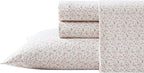 Laura Ashley - Flannel Sheets Queen Size, Anti-Pilling & Wrinkle Resistant Cotton, Touchably Soft for All-Season Comfort - Bed Sheets with Matching Pillowcases & Fitted Sheet (Evie Pink)