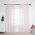 MYSKY HOME 95 Inch Long Christmas Curtains for Living Room Sliding Door Red Pom Pom White Shher Curtains for Bedroom Large Window Panels Dining Room Rod Pocket Privacy Protect 2 Sets 52" x 95"
