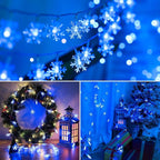 BrizLabs Blue Snowflake Lights, 40 LED 16.08ft Snow Flake Christmas String With Remote, Battery Twinkle, 8 Modes Xmas Waterproof for Outdoor Indoor Wedding Party Window Decor