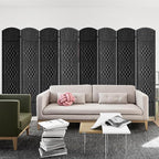 FDW Room Divider 8 Panel Folding Privacy Divider 6 Ft Indoor Wall Divider Portable Partition Wood Screen, Coal Black