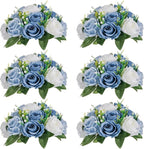 NUPTIO Flower Balls for Wedding Centerpieces - 6 Pcs 9.5 inch Diameter Fake Flower Ball Arrangement Bouquet Party Centerpieces for Tables - Dusty Blue Rose Bouquet Centerpiece Flowers for Table