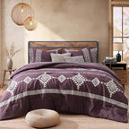 MaiRêve Embroidery King Size Comforter Set Purple, Boho Farmhouse Western Bedding Set 7 Pieces, All Season Bed in A Bag Comforter Set with Sheets, Pillowcases & Shams