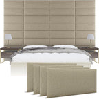 Vänt Upholstered Wall Panels - King/Cal King Size Wall Mounted Headboards - Boucle Beige - Twin/King - Set of 4 Panels (Each Individual Panel 39"x11.5")