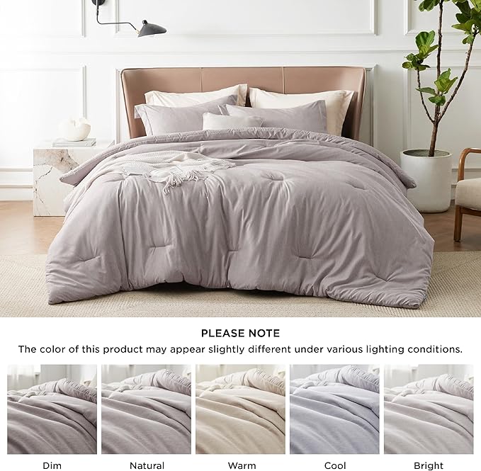 Bedsure King Size Comforter Set - Taupe Soft Bedding for All Seasons, Cationic Dyed Bed Set, 3 Pieces, 1 King Size Comforter (104"x90") and 2 Pillow Shams (20"x36"+2")
