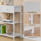 Furologee 30'' Entryway Table, White Console Table with Storage, Narrow Sofa Table with 2 Drawers and 2 Shelves for Hallway, Living Room, Bedroom, Foyer, Couch, Tv