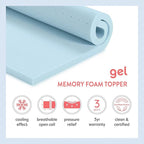 Best Price Mattress 2.5 Inch Ventilated Memory Foam Mattress Topper, Cooling Gel Infusion, CertiPUR-US Certified, Dorm Essentials, Short Queen