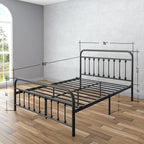 Golden Gate Beds Victorian Vintage Style King Size Metal Bed Frame with Wrought Iron Headboard and Footboard – Classic Platform Bed with 11" Storage Space, No Box Spring Required, Black Finish