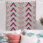 Batmerry Modern Stripe Geometric Tapestry,Boho Tribal ethnic Seamless striped Wall Art Hanging Decoration Polyester Fiber White Ruffled Around for Dorm Room Bedroom Living Room, 59.1x59.1 inches