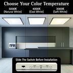 Ultralux 2x2 ft Surface Mount Ceiling Light Panel – Slim, Edge Lit, Flush Mount Flat Panel for Kitchen, Home & Office - TRIAC Dimmable, 3CCT Adjustable Color Temperature (Matte Black, 2 Pack)