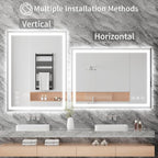 Koonmi 20x28 LED Bathroom Mirror, Backlit + Front Lit, LED Bathroom Mirror with Lights for Wall, 3 Colors, Anti-Fog, Dimmable Brightness, Memory Function, Tempered Glass