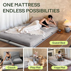 ZonLi Japanese Floor Futon Mattress Queen Size 80"x 60", 100% Cotton Cover 4'' Thicken Tatami Mattress, Foldable Sleeping Pad, Portable Dormitory Tatami Mat, Roll Up Floor Lounger Bed for Adult