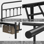 Yaheetech Classic Metal Platform Bed Frame Mattress Foundation with Victorian Style Iron-Art Headboard/Footboard/Under Bed Storage/No Box Spring Needed/California King Size Black