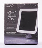 Fancii 10X Magnifying Lighted Makeup Mirror - Daylight LED Vanity Mirror - Compact, Cordless, Locking Suction, 6.5" Wide, 360 Rotation, Portable Illuminated Bathroom Mirror (Square)