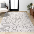JONATHAN Y Graphic Lines High-Low Indoor Area Rug 8X10 White/Light Gray, Alcina Modern Scandinavian for Living Room, Bedroom, Kitchen, Easy-Cleaning, High Traffic, Pet-Friendly Non-Shedding SND102C-8