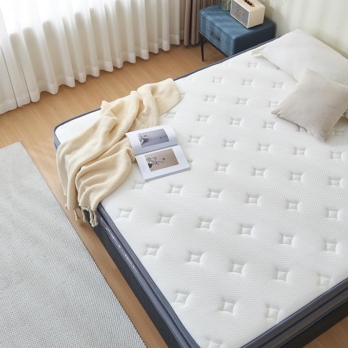 Full Size Mattress, 12 Inch Hybrid Mattress in a Box with Independent Pocket Spring - Zoned Support, Soft and Comfortable, Pressure Relief, Medium Firmness, CertiPUR-US Certified