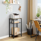 Hoctieon 2-Set 3 Tier End Table, Telephone Table Set of 2, Tall Side Table with Storage Set of 2, Small Nightstand for Small Spaces, Metal Frame, for Living Room, Bedroom, Sofa Couch, Hallway, Greige