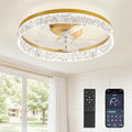 LEDIARY 22" Modern Ceiling Fans with Lights and Remote, Dimmable Low Profile Ceiling Fan, Flush Mount Fan, Stepless Color Temperature Change and 6 Speeds - Gold