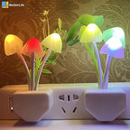 iBetterLife Sensor Night Light Color Changing Plug in Wall LED Mushroom Nightlight with Dusk to Dawn Sensor Auto On/Off Cottage Core Decor Lamp, Super Power Saving, 2 Pack