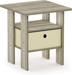 Furinno ANDREY Side Table, End Table, Night Stand with Open Shelves and Storage Bin, Bedside Table, for Living Room, Bedroom, Sonoma Oak