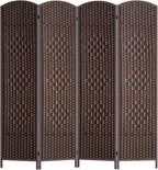 FDW Room Divider Folding Privacy Divider 6 Ft Indoor Wall Divider Portable Partition Wood Screen, Brown (4 Panel)