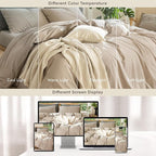 MooMee Bedding Duvet Cover Set 100% Washed Cotton Linen Like Textured Breathable Durable Soft Comfy (Heathered Taupe, Palatial King/Oversized King 120"x98")