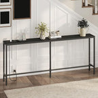 78.7" Console Table with Power Outlet, 11.8" Wide Narrow Sofa Table, Industrial Entryway Table with USB Ports, Behind Couch for Entryway, Hallway, Foyer, Living Room, Black CTBK320E01