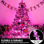 JMEXSUSS 8 Pack 50 LED Christmas Fairy Lights Battery Operated String Lights, 16ft Pink Twinkle Fairy Lights Indoor Outdoor Waterproof for Mason Jars Bedroom Party Wedding Christmas Decorations