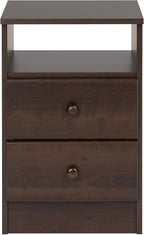 Prepac Astrid Simplistic Nightstand Side Table with 2 Drawers and Open Shelf, Functional Bedside Table 15.5" D x 16" W x 24.5" H, Espresso, EDNH-0402-1