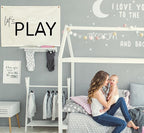 Let's Play-Playroom Rectangular Canvas Banner Flag Poster Wall Sign Decor for Boy Girl Kids Teen,Nursery Playroom Homeschool Baby Room Bedroom Home Dorm Decor-Baby Shower Birthday Christmas Gift