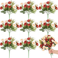 Zeyune 8 Pack 12 Inch Wedding Bouquets for Bride Bridesmaid Orange and Champagne Artificial Rose Bouquet Fake Silk Roses Flowers Bunches Bulk for Home Office Garden Parties Decoration