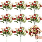 Zeyune 8 Pack 12 Inch Wedding Bouquets for Bride Bridesmaid Orange and Champagne Artificial Rose Bouquet Fake Silk Roses Flowers Bunches Bulk for Home Office Garden Parties Decoration