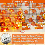 2 Pack & Timer - Thanksgiving Decorations Fall Garland with Pumpkin Lights Fall Decorations for Home, Total 60LED 20Ft Maples Leaves Thanksgiving Lights Battery Operated Indoor Outdoor Christmas Decor