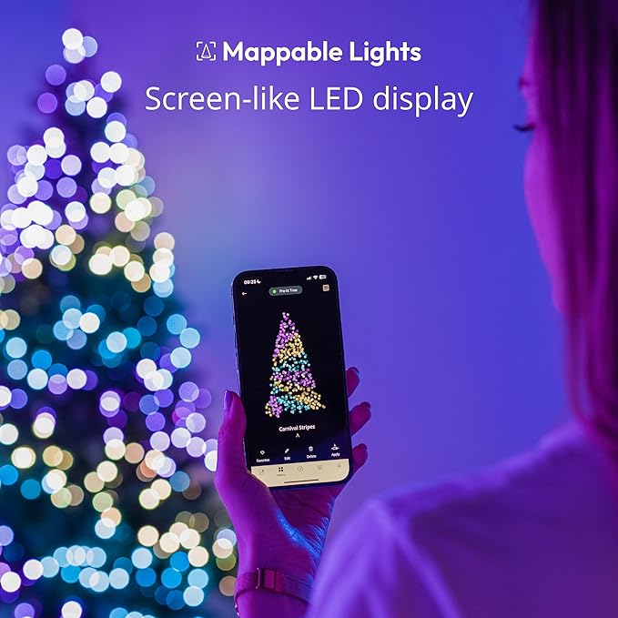 Twinkly Strings 600 LED RGB, LED Light String, Smart Multicolor LED Lights, Christmas Lights, Mappable LEDs, IP44, Green Wire, Packaging May Vary, 157.5ft