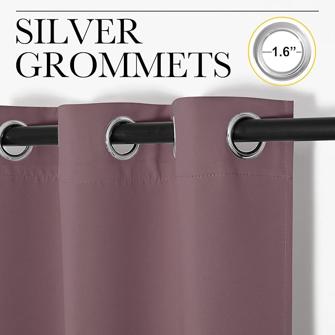 NICETOWN Bedroom Curtain Panels Blackout Draperies, Dry Rose, 1 Pair, 55 by 68-inch, Thermal Insulated Solid Grommet Blackout Curtains/Drapes