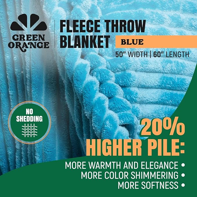GO Premium Plush Soft Throw Blanket for Couch - Blue Fleece Blanket for Living Room, Bedroom, Home Decor - Small Couch Blanket for Men, Women (50x60 Inches)