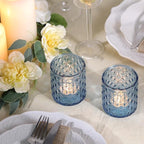 12Pcs Large Votive Candle Holders 2.8 * 3.2in Blue Tea Light Candle Holders Glass Candle Holder for Wedding, Bridal Shower, Table Centerpiece, Party, Home Decor