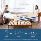 EGO White 12 inch Queen Memory Foam Mattress, Gel Green Tea Mattress Bed in a Box, Made in USA, CertiPUR-US Certified, Double Mattress, 60"×80", Medium Firm