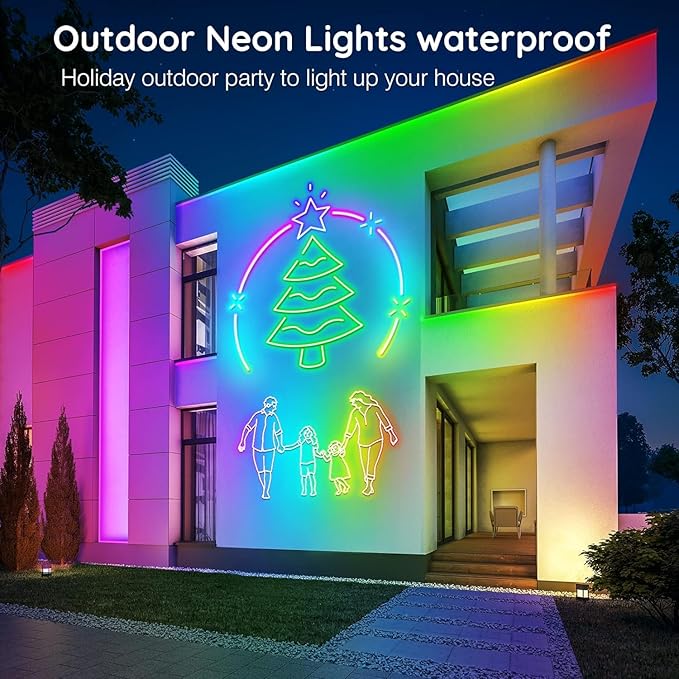 SINLEY Led Neon Rope Lights 120FT,Control with App/Remote,Flexible Led Rope Lights,Multiple Modes,IP68 Outdoor RGB Neon Lights Waterproof,Music Sync Gaming Led Strip Lights for Bedroom Indoor