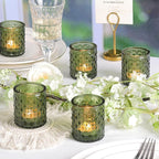 20 Pcs Votive Candle Holders, Green Glass Candle Holder for Wedding Table Centerpiece, Tea Lights Candle Holders for Christmas Decor, Party and Fireplace Home Ornaments Wedding Party Indoor Decor