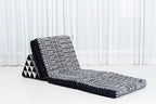 Leewadee Comfortable Japanese Floor Mattress - Thai Floor Bed with Triangle Cushion - Futon Mattress - XL Extra Long Thai Massage Mat, 89 x 20 inches, Black, Kapok Filling