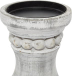 Deco 79 Wood Solid Candle Holder, Set of 3 12", 9", 7"H, Gray
