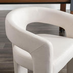 Modern Barrel Dining Chairs Set of 2, Linen Upholstered Accent Side Chair with Arms Comfy Makeup Vanity Chairs, Dining Living Room Kitchen Chairs, Beige