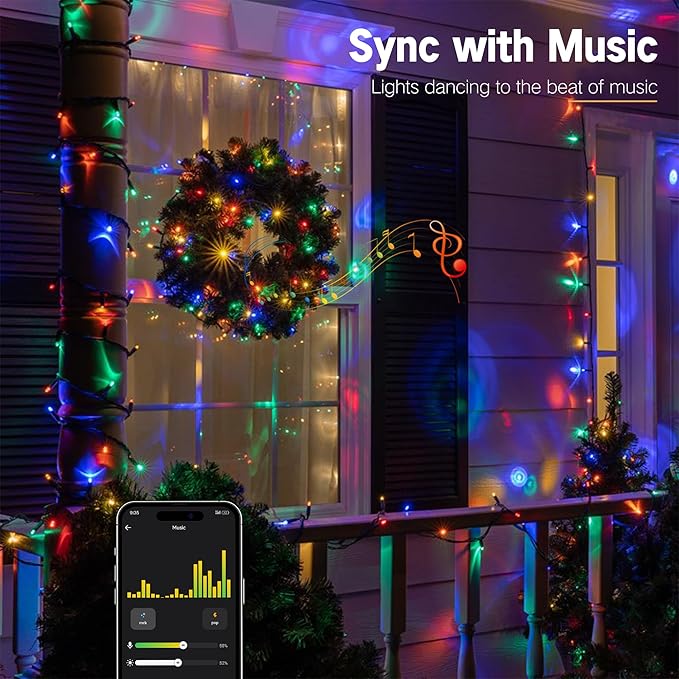 BrizLabs Color Changing Smart Christmas Lights, 115ft 300 LED App & Voice Control Christmas String Lights, Warm White Multicolor Mini Light, Dimmable Xmas Light Music Sync for Holiday Party Tree Decor
