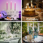 3 Candle Metal Candelabra – Candlesticks Holder for Formal Events, Wedding, Church, Holiday Décor, Halloween – Taper Candle Holder Stand Centerpiece Elegant Decoration Piece for Table,Gold