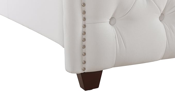 Jennifer Taylor Home Marcella Upholstered Shelter Headboard Bed Set, Queen, Bright White Polyester